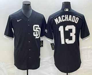 Men%27s San Diego Padres #13 Manny Machado Black 2023 Cool Base Stitched Jerseys